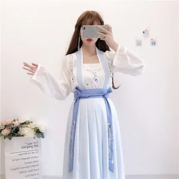 Song Hanedanı Çin Hanfu Kostüm peri elbisesi Cosplay Geleneksel Festivali Günlüğü Modern Giyim Kadınlar için Beyaz Mavi Renk