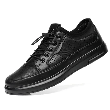 Sıcak Satış Erkekler rahat ayakkabılar Elastik Bant Siyah Ayakkabı Yetişkin İçin Rahat Deri erkek ayakkabısı Marka Moda gündelik ayakkabı Adam