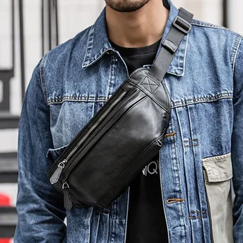 AETOO Yeni deri erkek göğüs çantası askılı çanta omuzdan askili çanta rahat ilk katman deri bel çantası moda erkek çanta