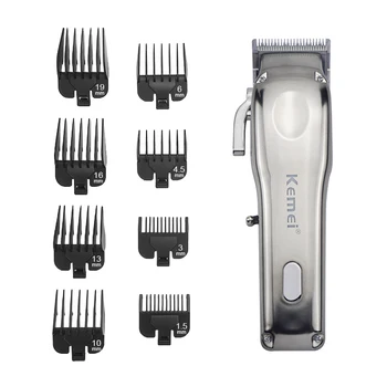 Kemei Elektrikli Saç Kesme Erkekler için Karbon Çelik Bıçak ile Profesyonel Sakal Düzeltici Kablosuz Berber Saç Kesme Makinesi 42G