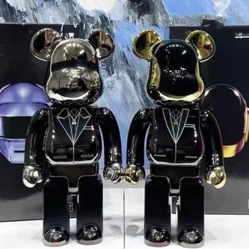 Bearbrick Daft Punk 400 1000 Ortak Parlak Yüz Şiddet Ayı 3d Bearbrick Orijinal Süs Kasvetli Ayı Heykeli Modeli Dekorasyon
