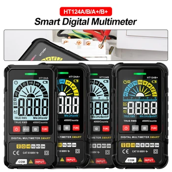 HT124B Serisi Dijital Akıllı Multimetre 4000 Sayımlar Otomatik Aralığı Test Cihazı Ohm Hz Kapasite True RMS AC DC DMM Multimetre Aracı