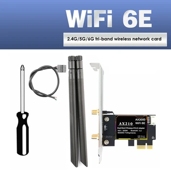 Bluetooth 5.2 Kablosuz Ağ Kartı 5374Mbps 2.4 G/5G / 6G Üç Bantlı Gigabit Kablosuz Ağ Kartı
