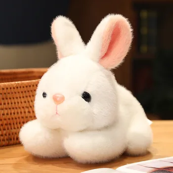 Simüle Yavru Tavşan Peluş Bebek Yaratıcı Sevimli Küçük Beyaz Tavşan Oyuncak çocuk Sevimli Bebek Hediye