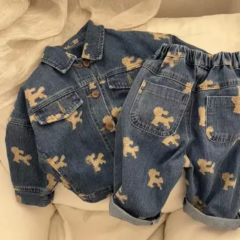 Erkek İlkbahar Ve Sonbahar Takım Elbise 2023 Yeni Moda çocuk Kot Ceket Sonbahar Bebek Kot Moda çocuk Giyim Çocuklar Kıyafetler