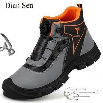 Diansen Avrupa Standart Yıkılmaz Güvenlik Ayakkabıları Yüksek Kalite Erkekler Anti-smash Anti-Punctur iş çizmeleri Aşınmaya Dayanıklı Ayakkabı
