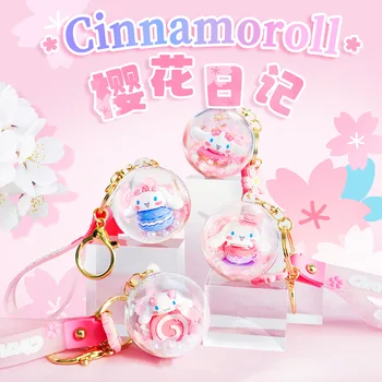 Orijinal Sanrio Kiraz Çiçeği Günlüğü Serisi Anahtarlık Cinnamoroll Kadın Sevimli Moda Zarif çanta anahtarlığı Kolye Aksesuarları