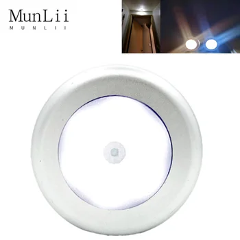 MunLii LED yuvarlak gece ışığı Hareket Sensörü Akülü Dolap Gece Lambası Başucu yatak odası lambaları Ev Dolap Aydınlatma