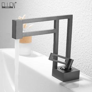 ELLEN Modern Sanat Tasarım Havzası lavabo musluğu Siyah Güverte Üstü Sıcak Soğuk Su Yaratıcılık Musluklar Banyo Vinç musluk bataryası EL1408