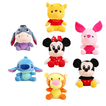 Disney Doldurulmuş Hayvanlar peluş oyuncaklar Winnie the Pooh Mickey Mouse Minnie Bebek Lilo ve Dikiş Piglet Anahtarlık Kolye Çocuk Hediye