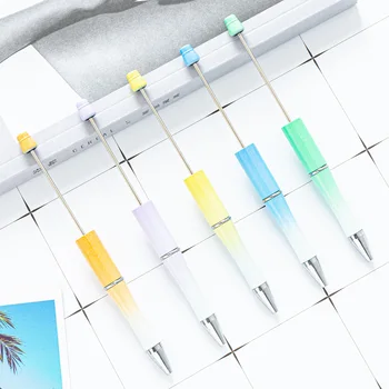 60 adet DIY Plastik Boncuklu Kalem Öğrenci El Yapımı Tükenmez Kalemler Renkli Boncuklu Tükenmez Kalem Toptan Okul Ofis Malzemeleri