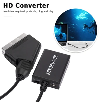 Taşınabilir Akıllı SCART HD Uyumlu Dönüştürücü Kablosu Dönüştürücü 720P / 1080P Anahtarı Video Ses Adaptörü HD TV DVD