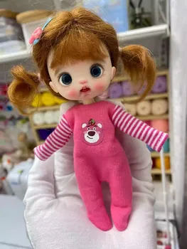 Çift oyuncak bebek giysileri Elbise Çilek ayı tulum etek Ob11 gsc Bebek Aksesuarları