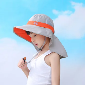 Çocuk Yaz Kova Şapka UV Koruma Açık Plaj güneş şapkası UV Koruma Erkek Kız Flap Kap Ayarlanabilir Geniş Kenarlı Kap