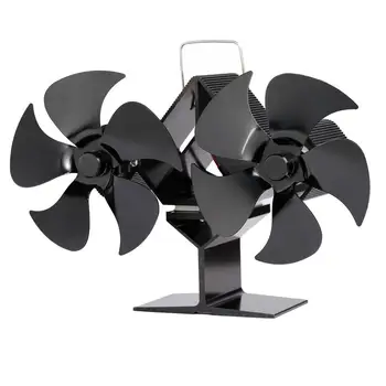 Bıçak Siyah Şömine Fan İsı Powered Soba Fan Günlük Ahşap Brülör Eko Fan Sessiz Ev Şömine Fan Verimli İsı Dağılımı