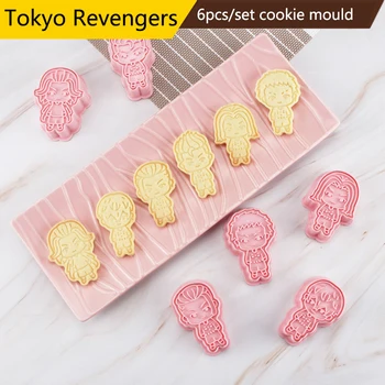 6 adet / takım Tokyo Revengers kurabiye kesici 3d Karikatür kurabiye kalıbı Preslenebilir Pişirme Araçları Pişirme Dekorasyon Araçları
