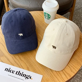 Moda beyzbol şapkası Kadınlar ve Erkekler için Nakış Kutup Ayısı Hip Hop Snapback Kapaklar Pamuk güneş şapkaları Unisex Düz Renk Vizör Şapkalar