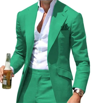 Tepe Rahat Slim Fit Çentikli Etiket Yeşil Erkek takım elbise Blazer Resmi İş Düğün Damat İçin Rahat (Sadece Ceket)