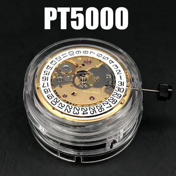 PT5000 otomatik mekanik izle mekanik hareketi PT5000 altın yeni üç eller kelime takvim mekanik metal