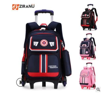 ZRY çocuklar Tekerlekli sırt çantası Çocuk okul sırt çantası tekerlekli Arabası Okul sırt çantaları Kızlar için Okul Haddeleme sırt çantaları