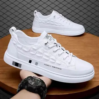 Lüks Marka Deri erkek Platformu Sneakers Su Geçirmez Rahat Beyaz erkek ayakkabıları 2023 Moda Tenis koşu ayakkabıları