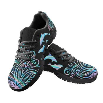 Mavi Yunus rahat ayakkabılar Kadınlar için Datura Desen Aşınmaya dayanıklı Örgü Ayakkabı Özel Nefes Bayan Ayakkabı Zapatos Para Mujeres