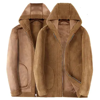 Yeni erkek Faux Kürk Ceket Sıcak Kalın Kış Giyim Giyim Büyük Yaka Kürk Yaka Erkek Ceket Hoodie Kabarık Mont 2023 M32