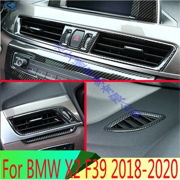 BMW için X2 F39 2018 2019 2020 Karbon Fiber Stil Hava Firar Çıkışı Kapak Dashboard Trim Çerçeve Çerçeve Kalıplama Garnitür Accent Şekillendirici