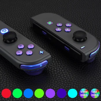eXtremeRate 7 Renk 9 Modları DFS LED Kiti Çok Renkli İşıklı Klasik Semboller Yüz Düğmeleri NS Anahtarı ve OLED JoyCon