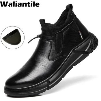 Waliantile Su Geçirmez PU güvenlik ayakkabıları Erkekler Çelik Burunlu İnşaat iş çizmeleri Delinmez kaymaz Yıkılmaz iş ayakkabısı