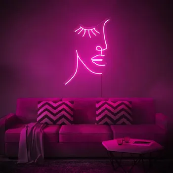 Özel Kız Yüz Lashes Estetik Neon Burcu Logo led ışık Görsel Bar Duvar Aydınlatma İşareti Güzellik Neon Lamba Ev Odası Dekor