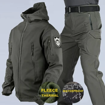 Kış pantolonları Ordu Taktik Erkekler Ceketler Takım Elbise Açık Balıkçılık Su Geçirmez Softshell Pantolon Yürüyüş Avcılık Kamp Eşofman