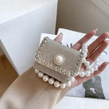 Gümüş Mini Çanta Rhinestones İle Kadın İnci Zincir bel kemeri Çantası fanny Paketi Kadınlar İçin Lüks Tasarımcı 2022 Göğüs Çantası