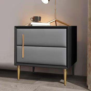 Iskandinav katı ahşap Kontrast Renk Soyunma basit Ana yatak odası komodin ışık lüks başucu masa deri mobilya