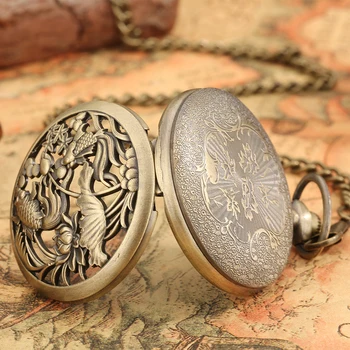 Canlı Sazan cep saati Antika Zarif Bronz Arapça Numarası Kuvars Kolye Saat İçi Boş Durumda İzle Yaratıcı Hatıra Hediye