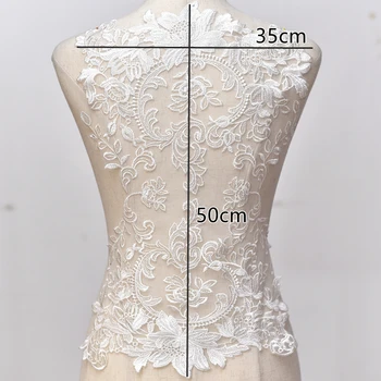 DIY 35 * 57cm işlemeli dantel aplike düğün elbisesi büyük çiçek dantel kumaşlar aplikler yama aksesuarları nedime için