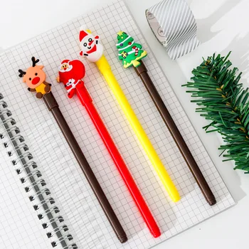 4 adet Noel Baba Kar Adam Jel Kalemler Noel 0.5 mm Siyah Mürekkep Nötr Kalemler Kawaii Kırtasiye Çocuklar Hediyeler Ofis Okul Malzemeleri