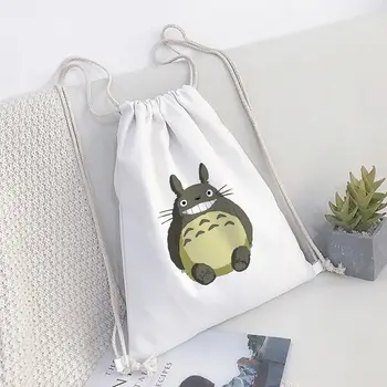 Totoro Stüdyo Ghibli Miyazaki Hayao Alışveriş Çantası Anime Çanta Karikatür Baskı Kadın Alışveriş Çantaları Eko Tuval Tote Çanta Kadın Çanta