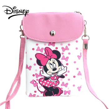 Disney Mickey Mouse Telefonu Çantası Bayanlar omuzdan askili çanta Kız Erkek omuzdan askili çanta Sevimli Karikatür Rahat Moda Cüzdan Kulaklık Çantası
