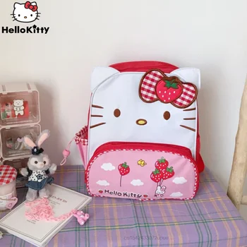 Okul çantası Sanrio Sırt Çantası Girly Kalp Hello Kitty Çantası Çilek Mini Çanta Çift omuzdan askili çanta Kız Kawaii Çanta Kore Tarzı