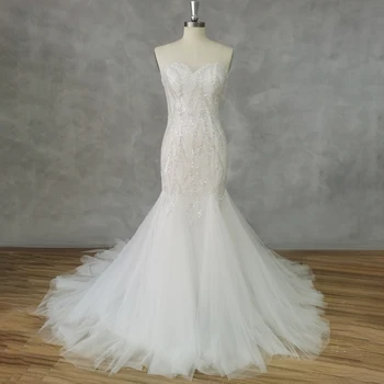 DİDEYTTAWL Gerçek Resim Sevgiliye Kolsuz Sequins Mermaid Beyaz düğün elbisesi 2023 Fermuar Geri Mahkemesi Tren gelin kıyafeti