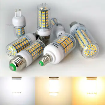 7W-25W LED Mısır Ampuller E27 E14 B22 G9 GU10 Vida Süngü Tabanı 24/36/48/56/69/108 LED Cips Parlak Beyaz Lampada 220V 230V
