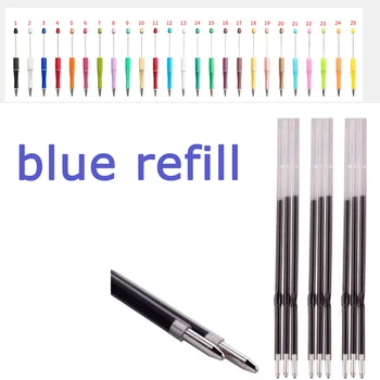 50 adet / grup Mavi Dolum Boncuklu Kalem Dolum Tükenmez Yedekler DIY Okunabilir Kalem Dolum Okul ofis kalemi Yedekler