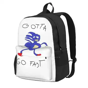Gotta Gıtmek Hızlı Sanıc / Komik Meme T Shirt öğrenci için sırt çantası Okul Dizüstü Seyahat Çantası Gotta Gıtmek Hızlı Sanıc Süper Sanıc Sanıc
