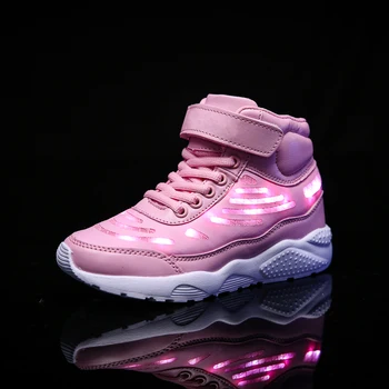 Sıcak gibi ev yeni çocuk ayakkabıları ışık ile erkek ve kız rahat LED ayakkabı çocuklar için USB şarj led ışık Up 4 renk çocuk Ayakkabı