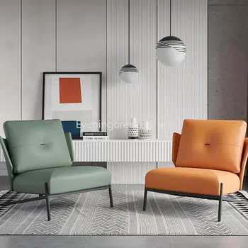 Yumuşak Sandalyeler Deri Accent Sandalye Ofis Salonları İskandinav Rahat Sandalyeler Arkalığı Oyun Sillas De Comedor Ev Mobilyaları