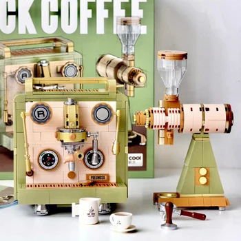 Yaratıcı Vintage Milan Erken Bahar Kahve Makinesi Seti Yapı Taşları Çekirdeği Değirmeni Modeli Masaüstü Süs Tuğla çocuk için oyuncak Hediye
