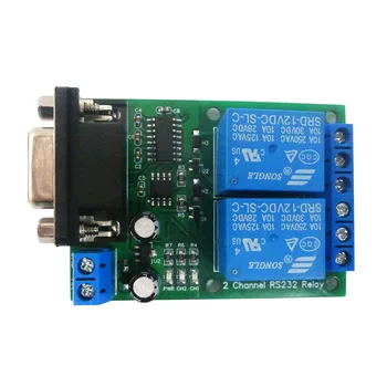 N228D02 RS232 Röle Modülü 2 Kanal DC 12V 24V 67MA PC UART Röle DB9 seri anahtar için PLC kamera Endüstriyel Kontrol Sistemi