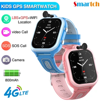 4G Sım Kart Çocuklar akıllı saatler 1.85 inç Tam Dokunmatik Görüntülü Görüşme Wıfı GPS LBS SOS HD Kamera Su Geçirmez Smartwatch Çocuklar İçin hediye