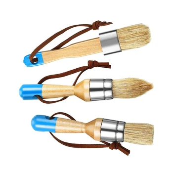3 Adet / takım Balmumu Fırçaları Mobilya Boyama Ağda Fırçaları Ahşap Saplı Ev Dekorasyon Aracı, Düz Renk